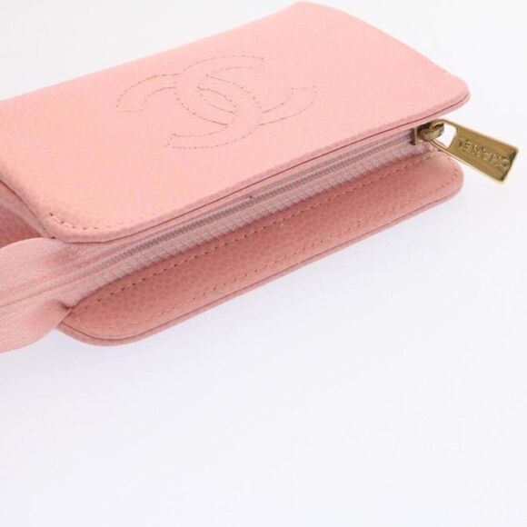 CHANEL COCO Mark Coin Purse Pouch Leather Pink CC - Picture 4 of 15
